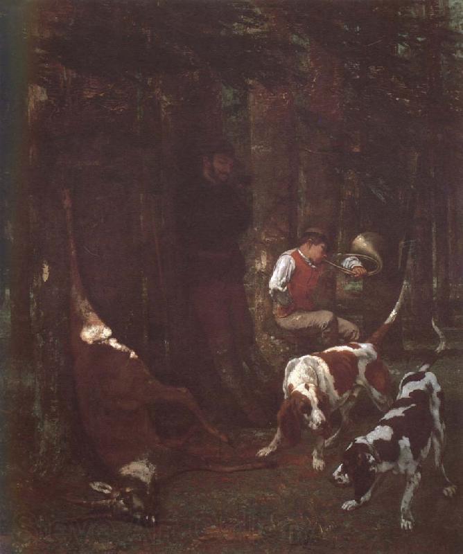 Gustave Courbet Gundog and deer France oil painting art